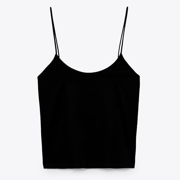 Zara cropped camisole tank, size M, black, NWT - Picture 4 of 11